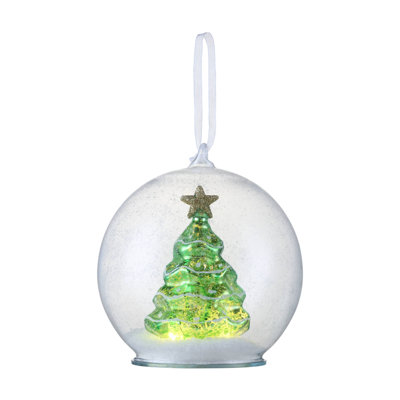 5.5" Mercury Glass Tree Globe Ornament