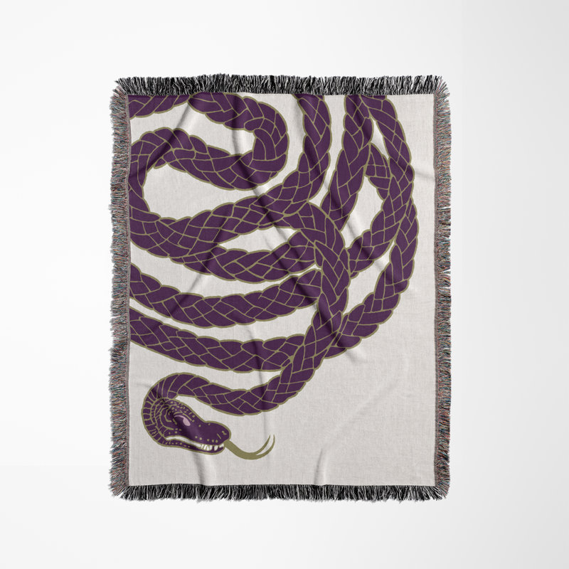 Jeté en mélange de coton Spiga Snake, Beige, L 80 po x l 60 po