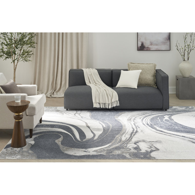 Tapis d'intérieur moderne ivoire Nourison Astra, Rectangle 6 pi 7 po x 9 pi