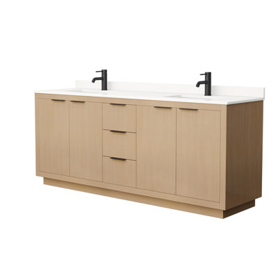 Meuble-lavabo double 80 po avec plateau en quartz Maroni