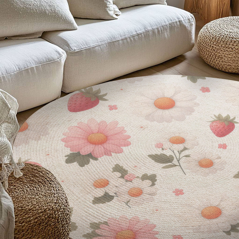 Tapis tressé Sweet Daisy Berries, Rond 5 pi