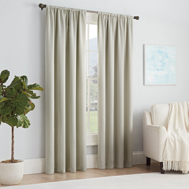 Eclipse Solid Thermapanel Room Darkening Rod Pocket Curtain, Window Curtain for Bedroom and Living Room, (1 Panel), 54 in Wide x 84 in Long, Stone