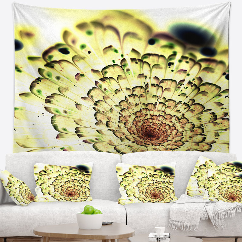 Tapisserie en forme de fleur abstraite à motif floral light, H 68 po x l 80 po