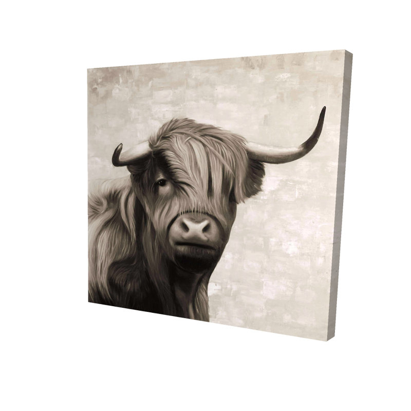 Highland Bétail sépia - Toile de bureau de vache pour la décoration intérieure