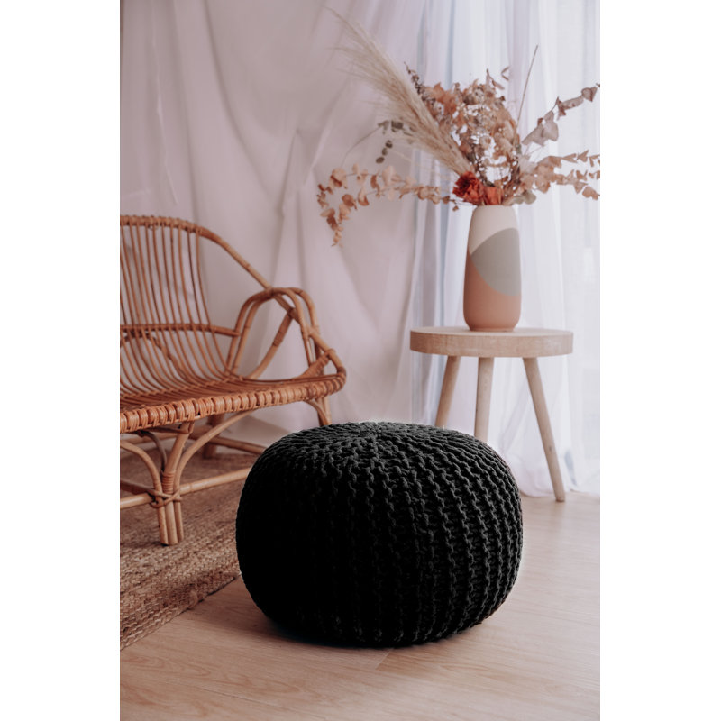 Cattaraugus Upholstered Outdoor Ottoman, Black