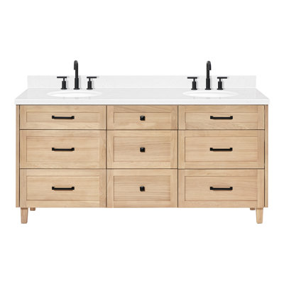 ARIEL Monroe 72 Double Sink Bathroom Vanity with Carrara Quartz Top