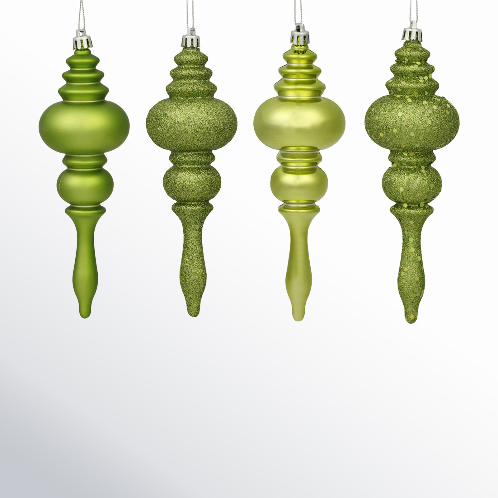 7" Finial Ornament 8/Pk, Green Kiwi