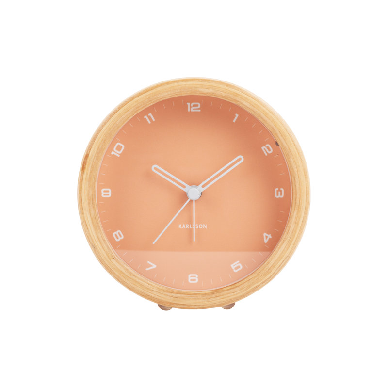 Wood Mechanical Alarm Tabletop Clock, Orange