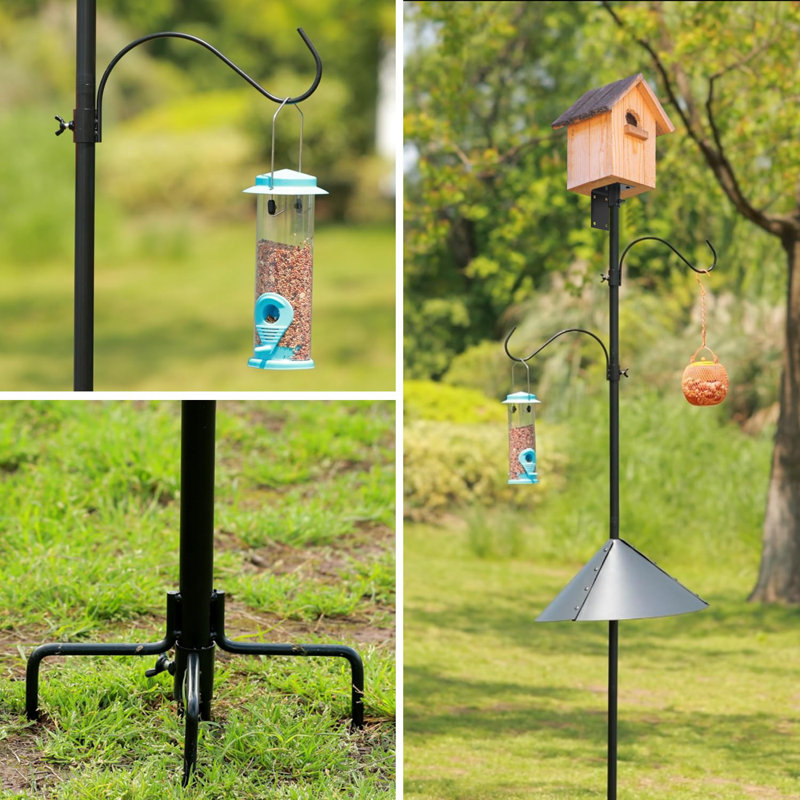 Mangeoire d'oiseaux 80 po avec cloison pour écureuil et 2 crochets Bird House Pole