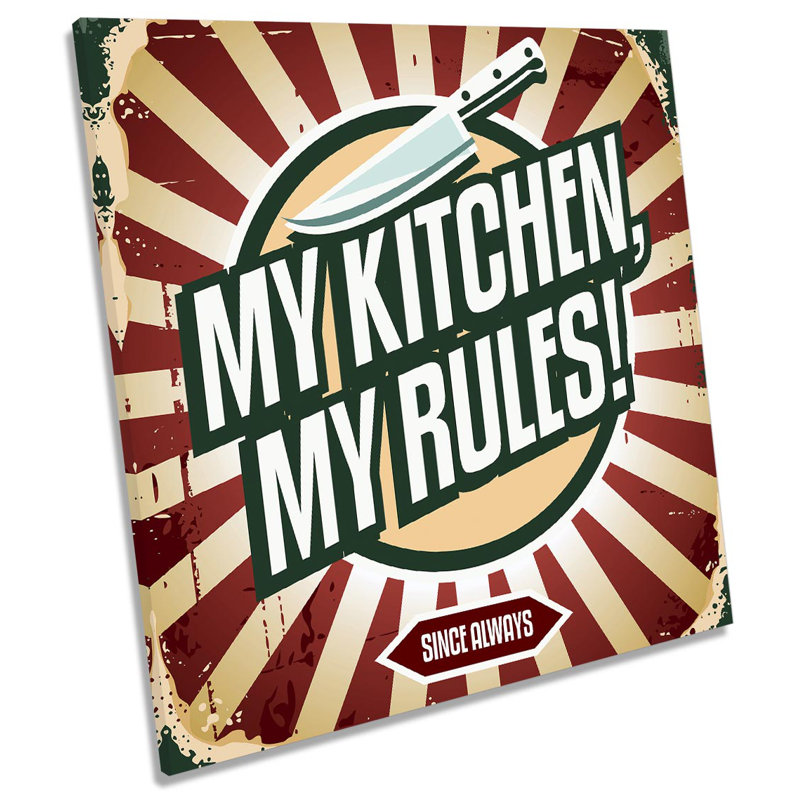 Z2397 My Kitchen My Rules Retro - Wrapped Canvas Print, 60cm H x 60cm W x 2cm D