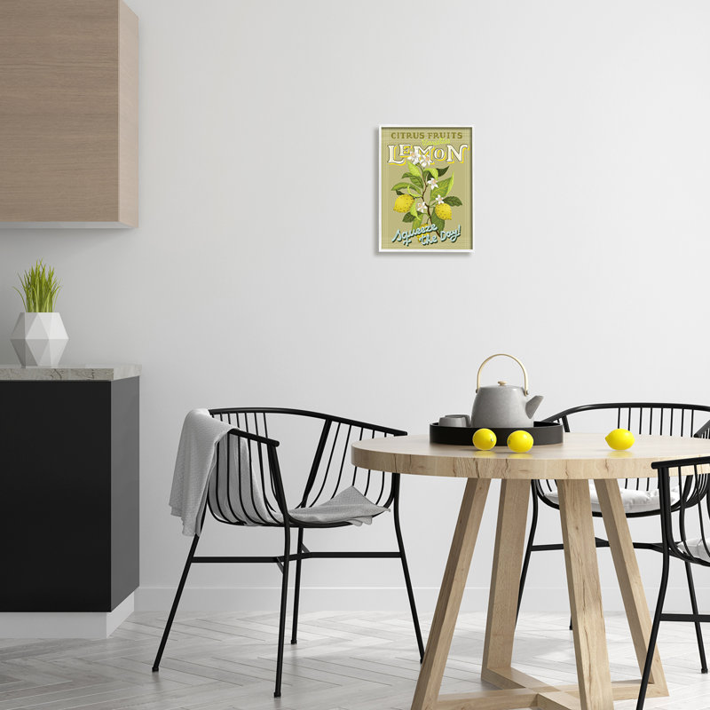 Citron vintage «Squeeze» par Andrea Jasid Grassi, H 14 po x l 11 po x P 1,5 po, Giclée encadrée blanc bord de mer
