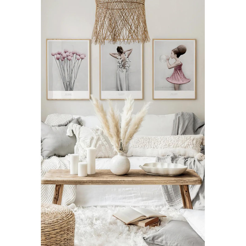 Ensemble de 3 peintures élégantes encadrées décoratives, 12,9 po x 18,9 po | Cadre 100% bois massif (épaisseur: 0,8 pouce), œuvre d'art 100% MDF | Impression numérique éclatante, parfaite pour la décoration de salon et de bureau