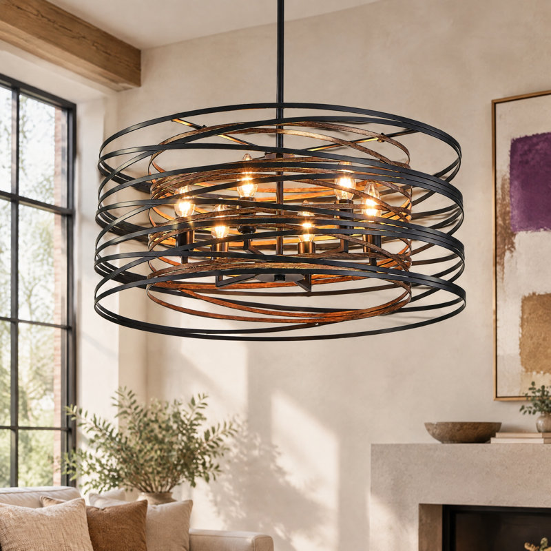 Luminaire suspendu tambour réglable, 23.6" W / 6-Light