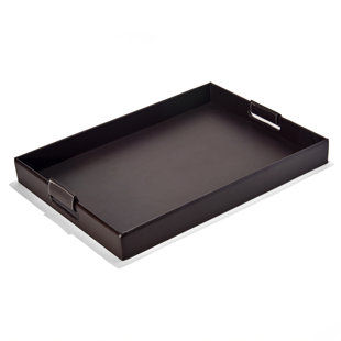 Plateau rectangulaire en similicuir avec poignées