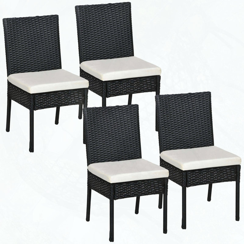 Chaises de salle à manger en PE avec coussins 4 pièces Outsunny