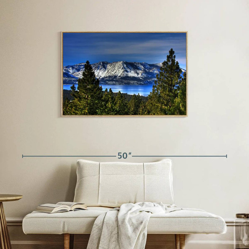 Lac Tahoe, Sierra, Cadre flottant en bois naturel, 37 po x 25 po