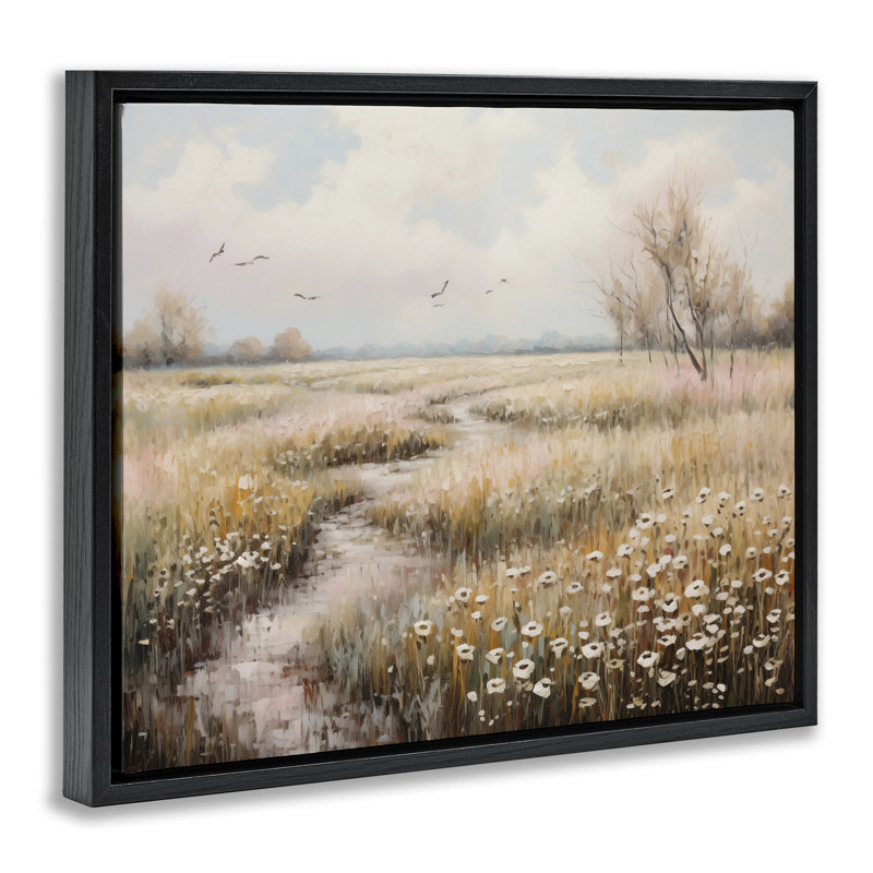 Cadre flottant Wildflowers par Country Path, conception par Arlington Prints, Cadre flottant noir de jais, H 17 po x l 21 po