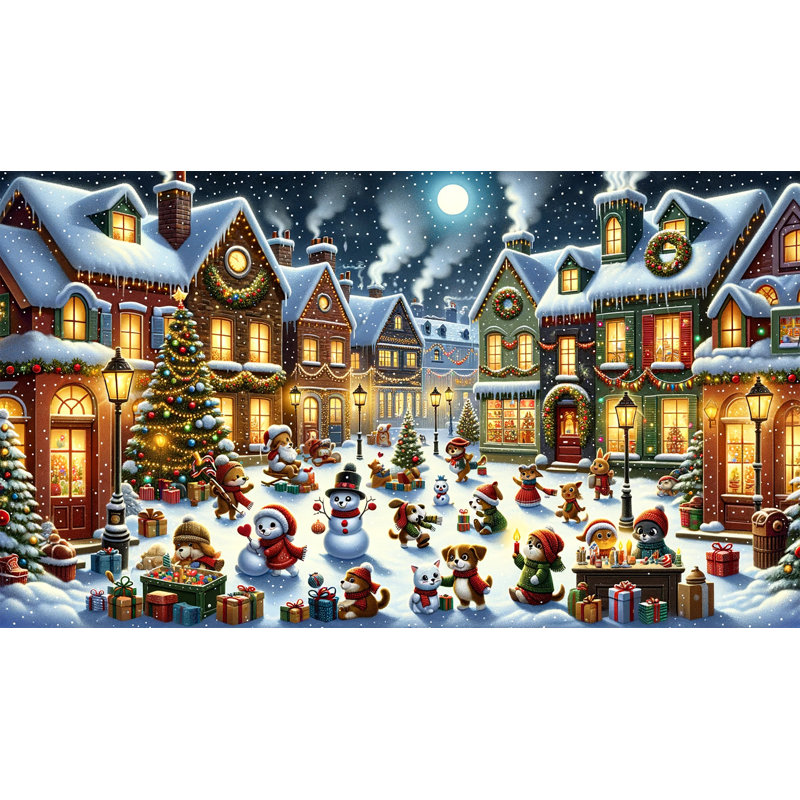 Lueur de Noël sur un Noël enneigé, H 20 po x l 35 po x P 1,5 po