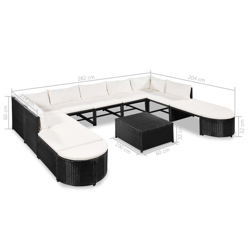 Westerham Sectional Seating Group with Cushions, Black