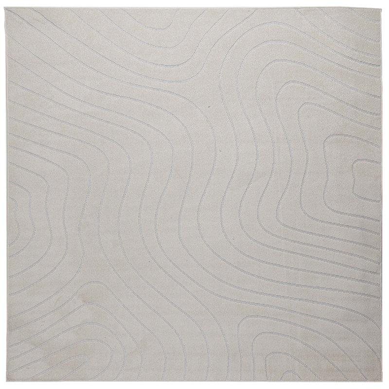 Modern Indoor and Outdoor Rug, Cream, Square 120 cm