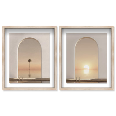 Coastal Window Set Framed Graphic Art