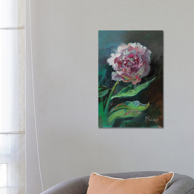 Pink Peony Flower 1 Piece Wrapped Canvas Painting