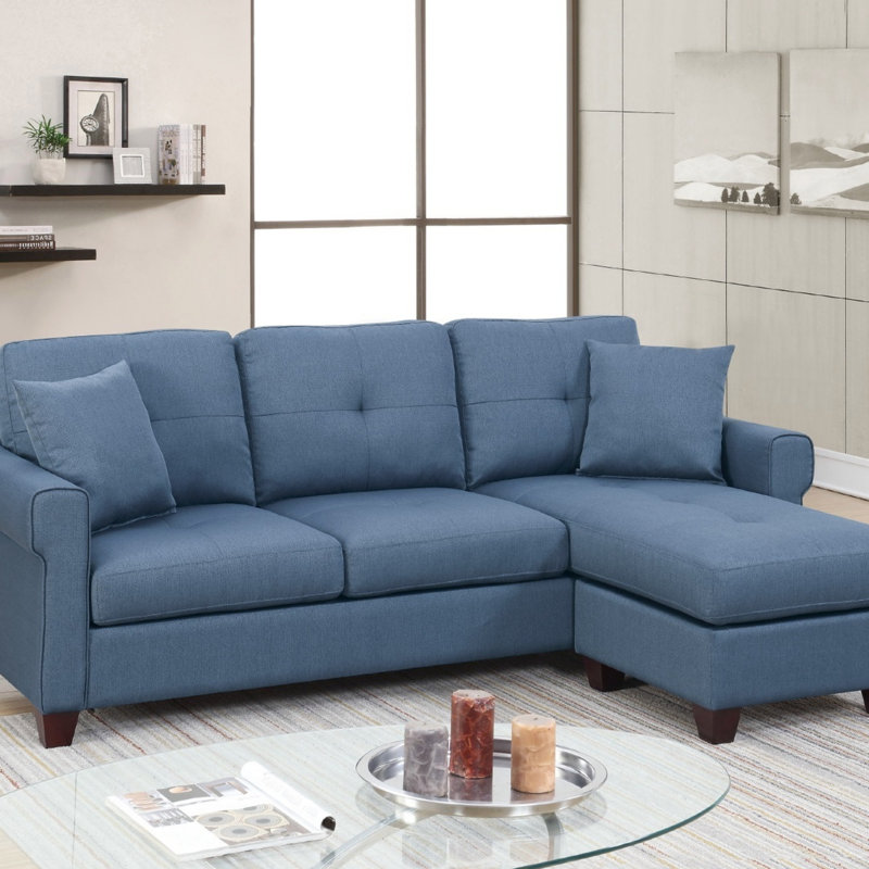 Canapé modulaire réversible en polyfibre capitonné, Tissu bleu