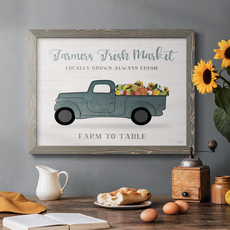 Fresh Fresh Sunflowers Truck, reproduction d'art sur toile, Gris, H 22 po x l 32 po x P 1,5 po