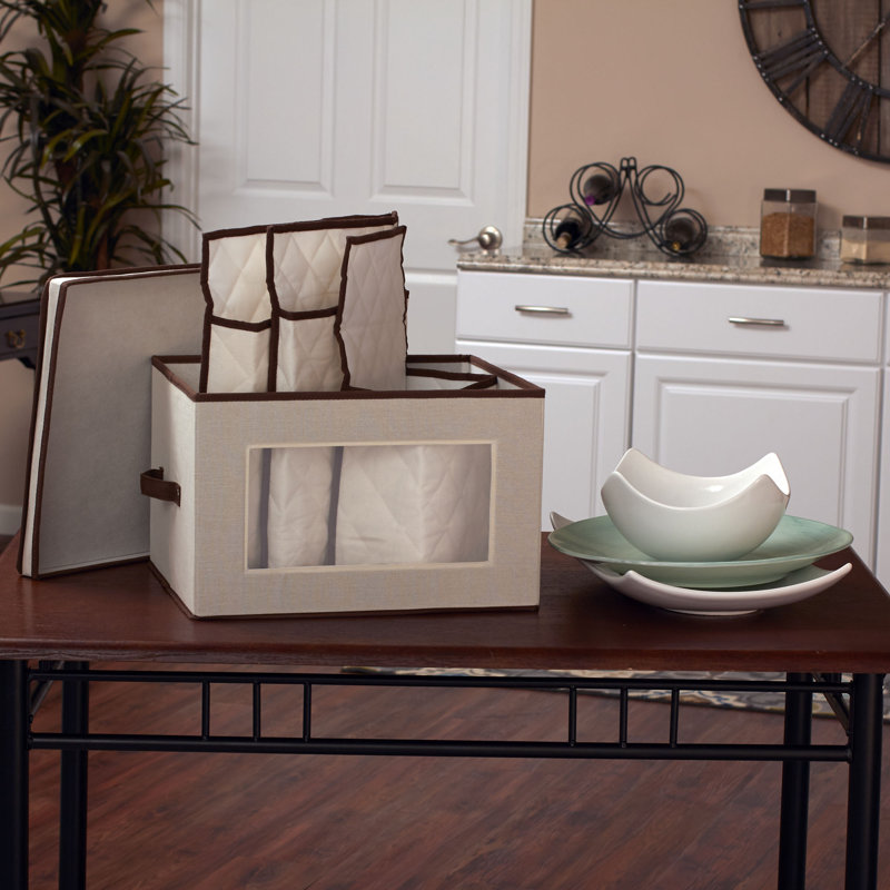 Messaline Fabric Dinnerware Storage Set, White