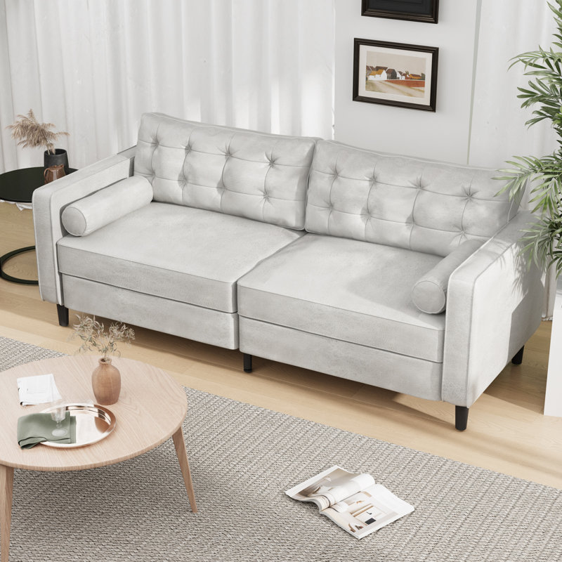 Palardy 4 Seater Faux Leather Sofa, Beige