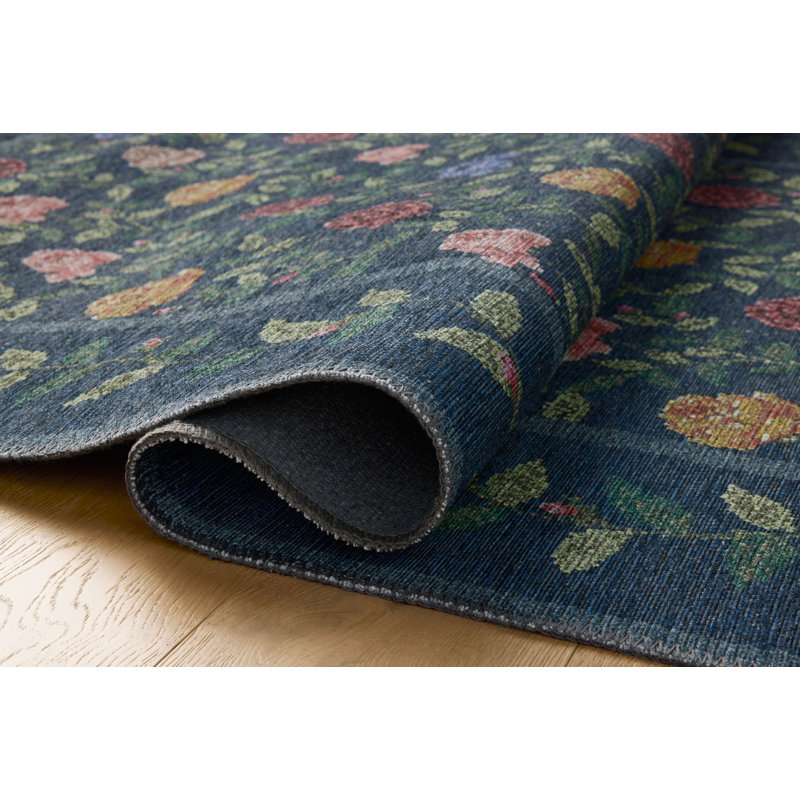 Tapis bleu marine Rifle Paper Co. x Loloi Wildwood, Rectangle 2 pi 3 po x 3 pi 9 po, Navy