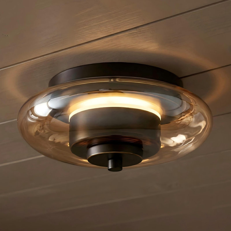Aurevella Dimmable LED Round Glass Flush Mount Ceiling Light