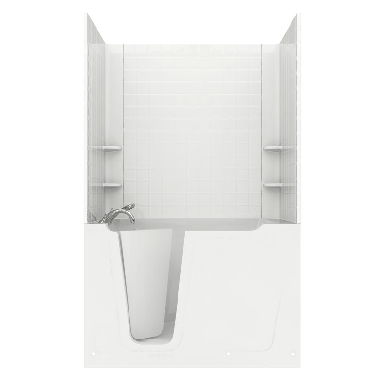 Combinaison de 60 po x 36 po avec robinet, lumière, chauffage et siège intégré Crescendo, Gauche