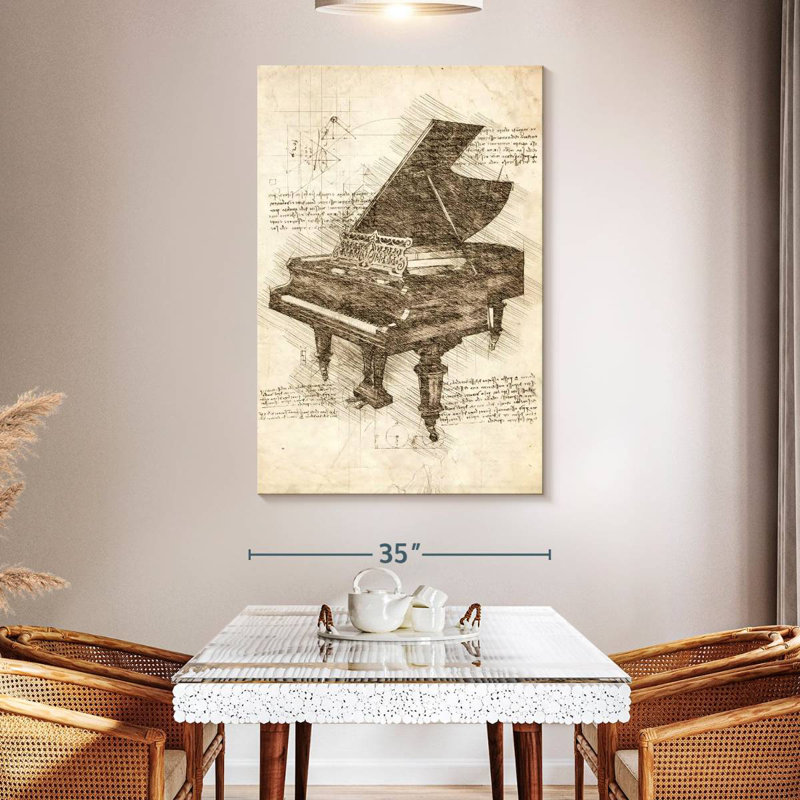Vieux piano à queue Abarca, H 51 po x l 34 po