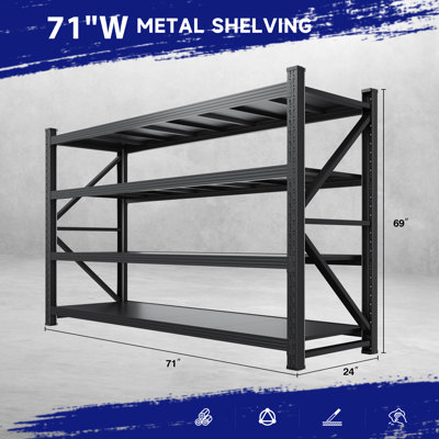  Aiza Heavy Duty 4-Tier Steel Shelves - Adjustable Storage Rack for Garage, Warehouse, Pantry & Toolsheds