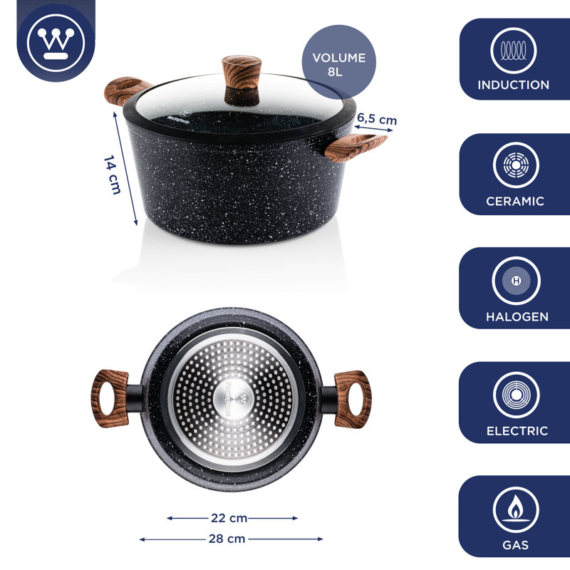 Westinghouse Non-Stick Round Casserole Dish, 28 cm, 7.57 L