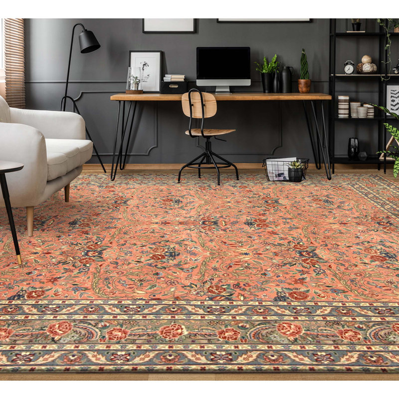 High-Quality Hand-Knotted Rose And Green Area Rug