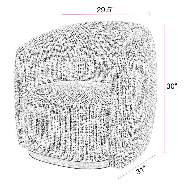 Upholstered Swivel Barrel Chair with Wood Base, Modern Accent Chair - Fully Assembled, Nightshade