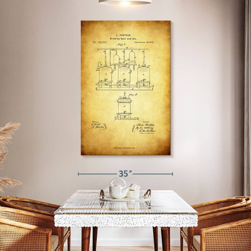 «Brewing Beer and Ale Brevet» sur impression sur toile, H 51 po x l 34 po x P 1,25 po
