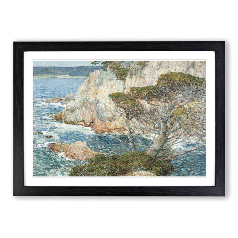 Point Lobos by Childe Hassam - Picture Frame Painting, 36cm H x 48cm W x 2cm D, Black Framed