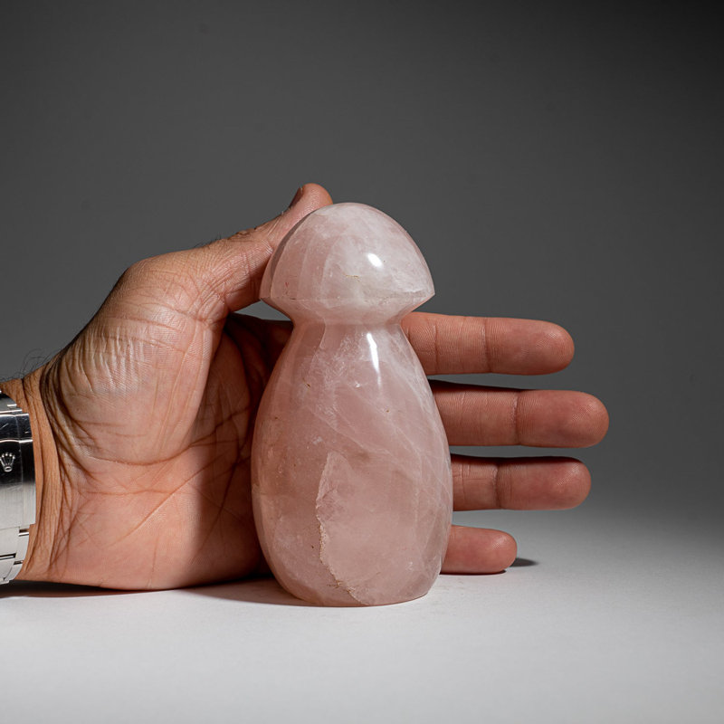 Genuine Polished Rose Quartz Reiki Crystal Mushroom (1.4 Lbs)