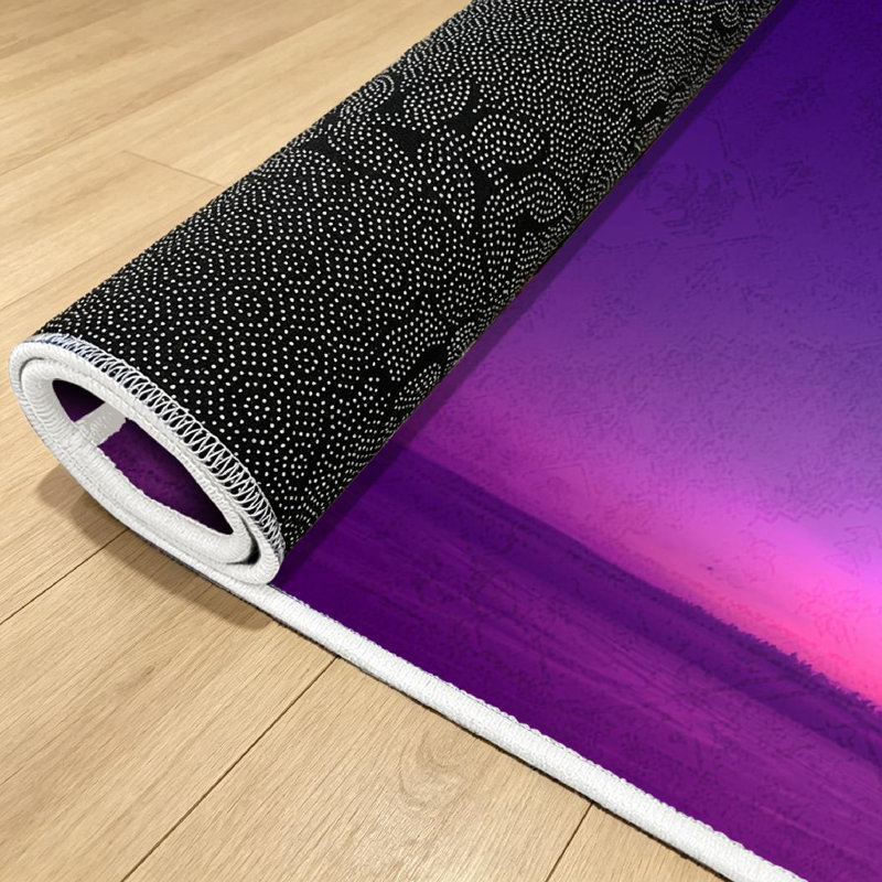 Clear Colorful Violet Lilac Purple Sky Clouds Colors High Saturation Machine Washable Indoor Area Rug, Rectangle 71" x 98"
