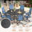 Round Outdoor Dining Set with 60" Metal Dining Table and 8 PVC-coated polyester Swivel Dining Set-1544265586