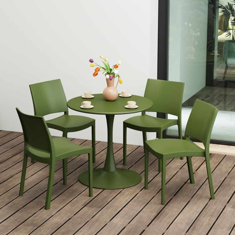 Outdoor Round Dining Set, Green