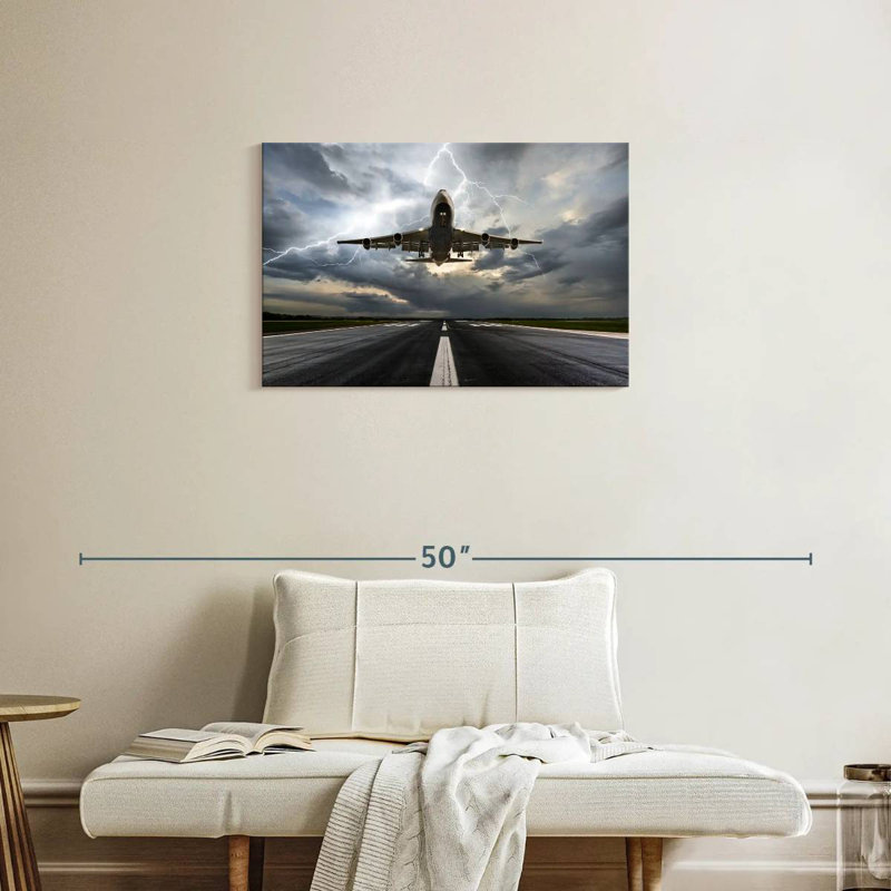 Mehar Airplane Runway Storm, 20" H x 30" W