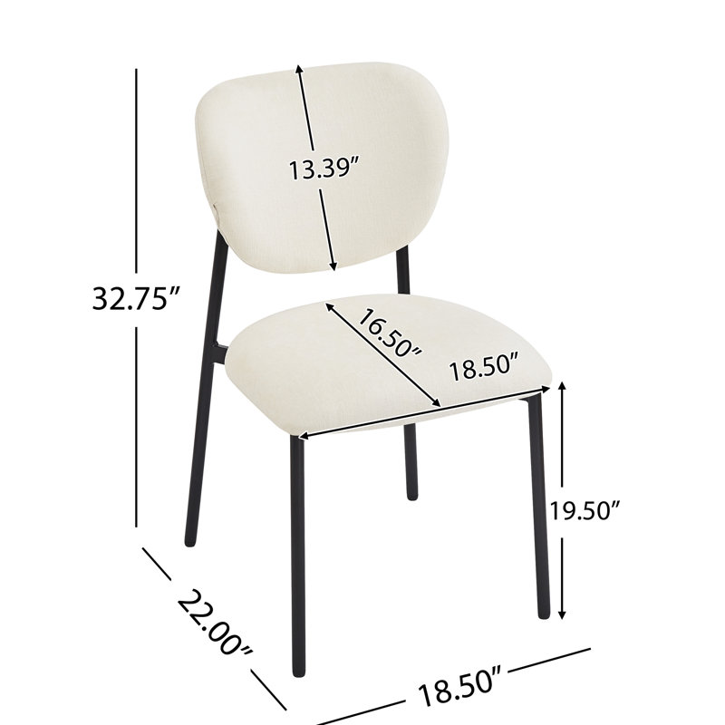 Chaises de salle à manger rembourrées de 2 en beige - Design moderne avec pieds en métal Support de dossier ergonomique pour un confort d'assise optimal, utilisation quotidienne 2 option confortable, structure robuste durable