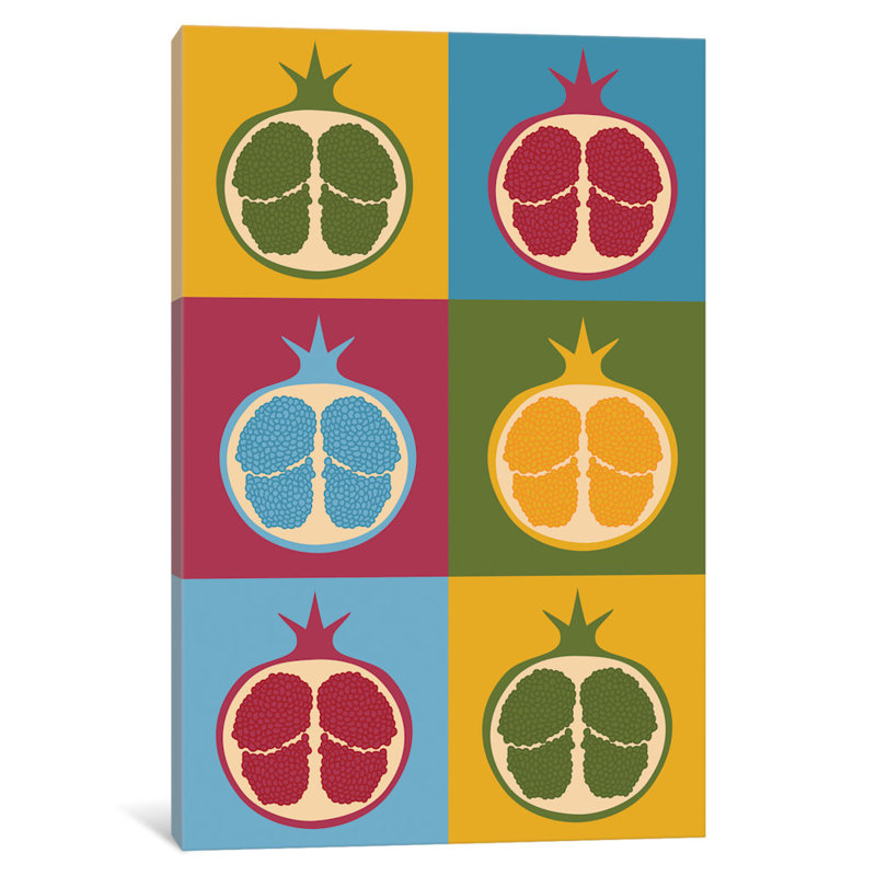 «Pomegranate» par Flatowl - impression sur toile tendue, H 12 po x l 8 po x P 0,75 po, Toile tendue, Pas de tapis