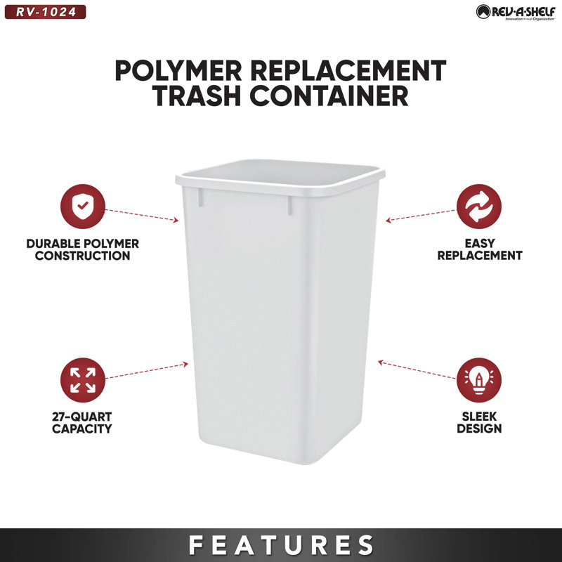 Rev-A-Shelf White Plastic Pull-Out Trash Bins, 2 Pack