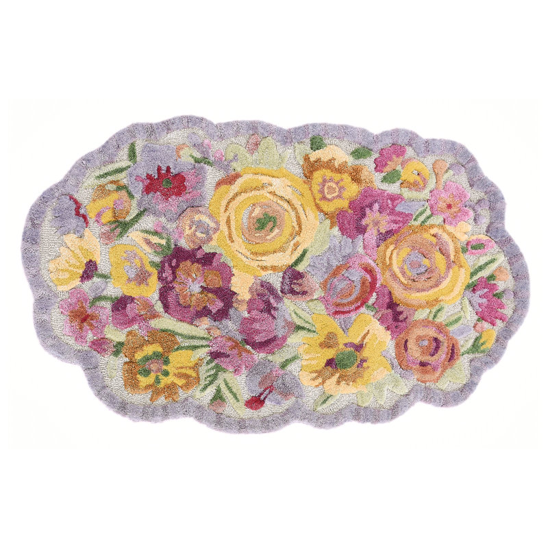 Scalloped Flower Meadow 5' X 8' Rug, Novelty 2'3" x 3'9"