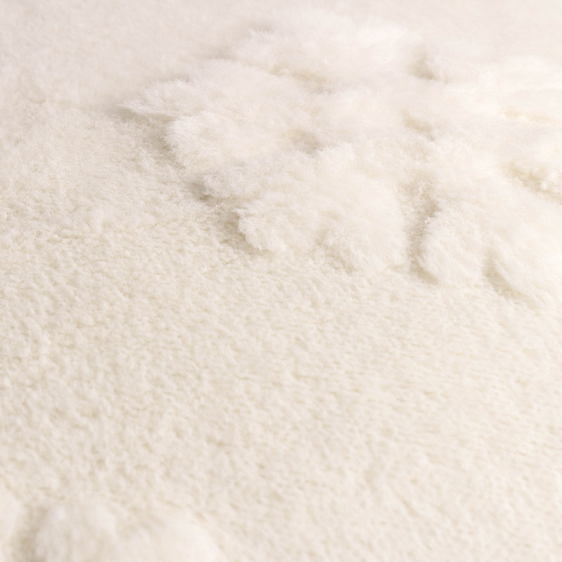 Snowflakes White Square Throw Cushion, Feather